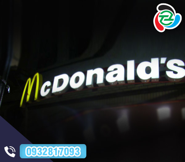 Bảng hiệu Alu chữ Mica Led sáng hệ thống McDonalds